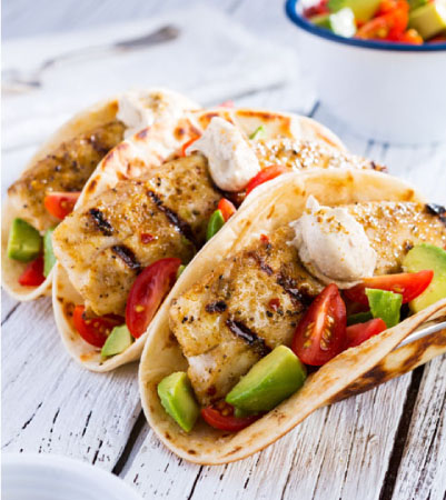 Grilled Fish Tacos with Seasoned Sour Cream