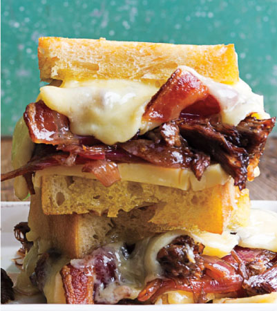 Pulled Pork, Glazed Bacon, Onion Marmalade & White Cheddar Grilled Cheese